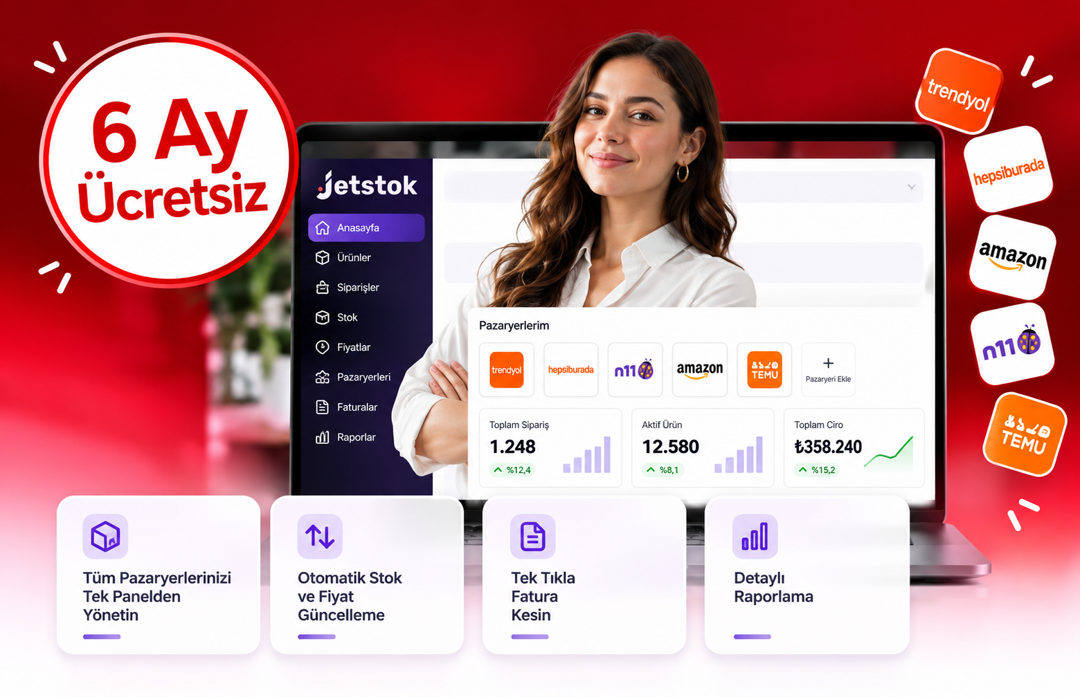 Jet Stok pazaryeri entegrasyonu ve 6 ay ücretsiz kampanyası
