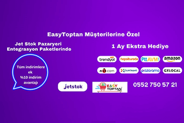 Easy toptan müşterilerine özel Jet Stok entegrasyon paketlerinde tüm indirimlere ek extra %10 indirim
